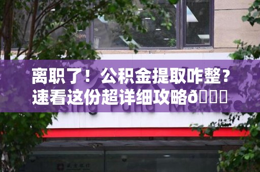 泉港离职了！公积金提取咋整？速看这份超详细攻略😎